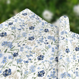 Papel De Regalo Acuarela de Flor Silvestre Azul