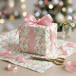 Papel De Regalo Acuarela de flor silvestre rosa