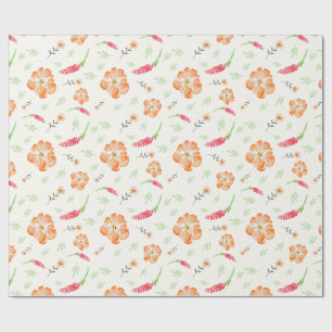 Papel de regalo acuarela de flores silvestres roja