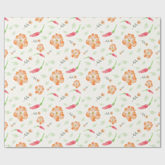 Papel de regalo acuarela de flores silvestres roja