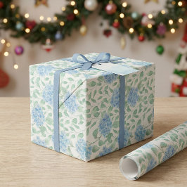 Papel De Regalo Acuarela de flores silvestres verdes azules