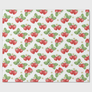 Papel De Regalo Acuarela de fresa de frutas y flores 