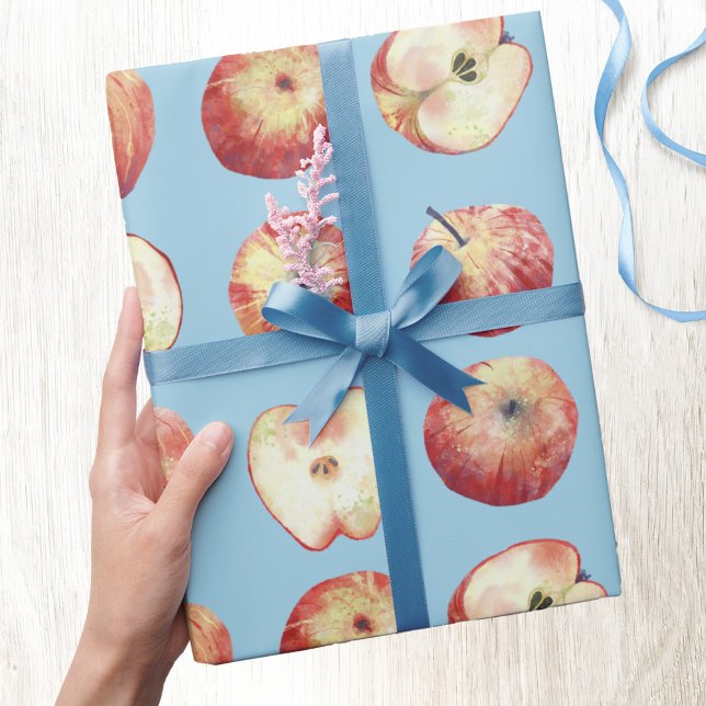 Papel De Regalo Acuarela de fruta de Apple (Watercolor apple food art pattern gift wrapping paper )