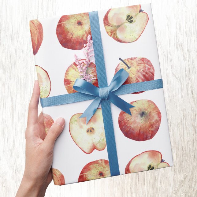 Papel De Regalo Acuarela de fruta de Apple (Apple watercolor fruit pattern gift wrapping paper roll)
