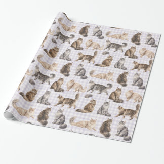 Papel de Regalo Acuarela de Gato de Pelo Largo a C