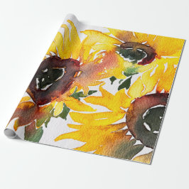Papel De Regalo acuarela de girasol brillante fabuloso 50