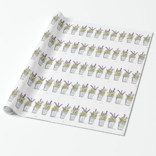 Papel De Regalo Acuarela de hierbas de lavanda Flores púrpuras ele