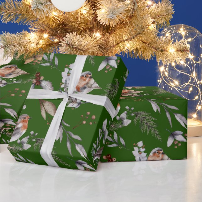 Papel De Regalo Acuarela de invierno de Green Robin Greenery (Vacaciones)