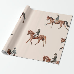 Papel De Regalo Acuarela de jinete de caballo inglés vintage