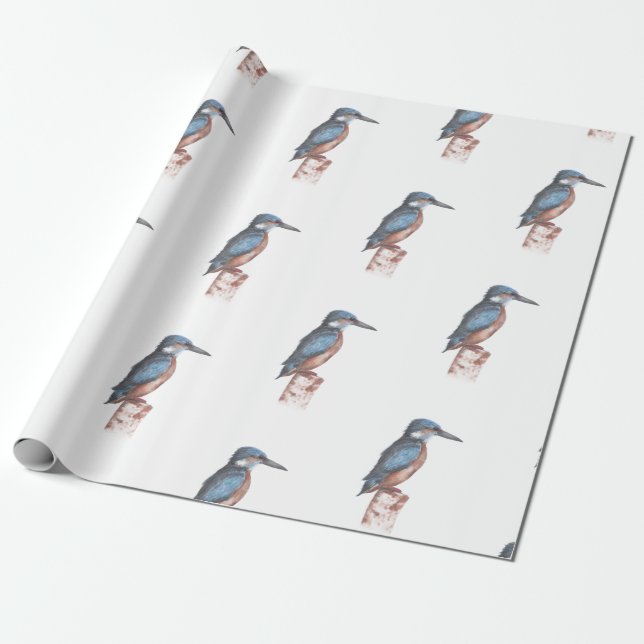 Papel De Regalo Acuarela de Kingfisher (Desenrollado)