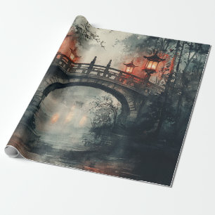 Papel De Regalo Acuarela de la luna en el puente de la linterna