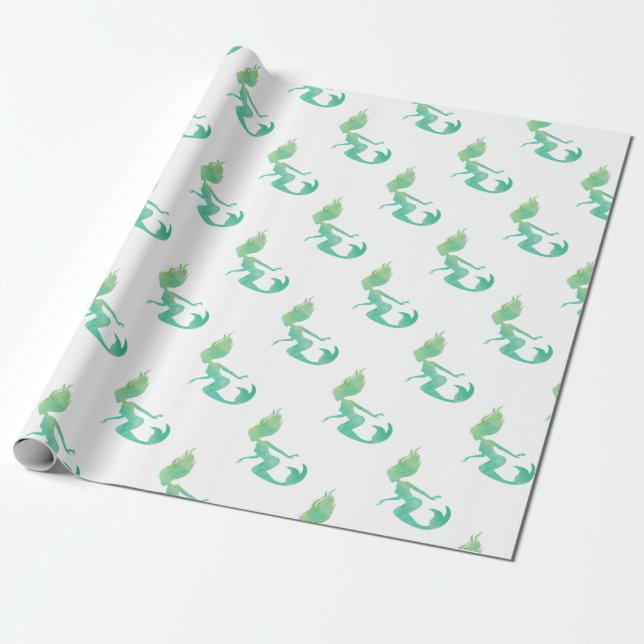 Papel De Regalo Acuarela de la sirena (Desenrollado)