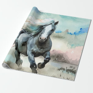 Papel De Regalo Acuarela de majestuoso caballo de tiro