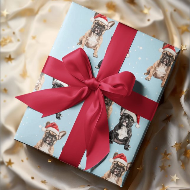 Papel De Regalo Acuarela de Navidades de Bulldoges franceses (Subido por el creador)