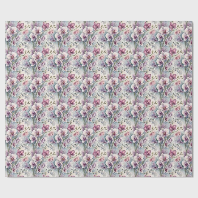 Papel de regalo acuarela de orquídea (Superficie plana)