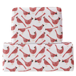 Papel De Regalo Acuarela de pájaro cardinal festivo