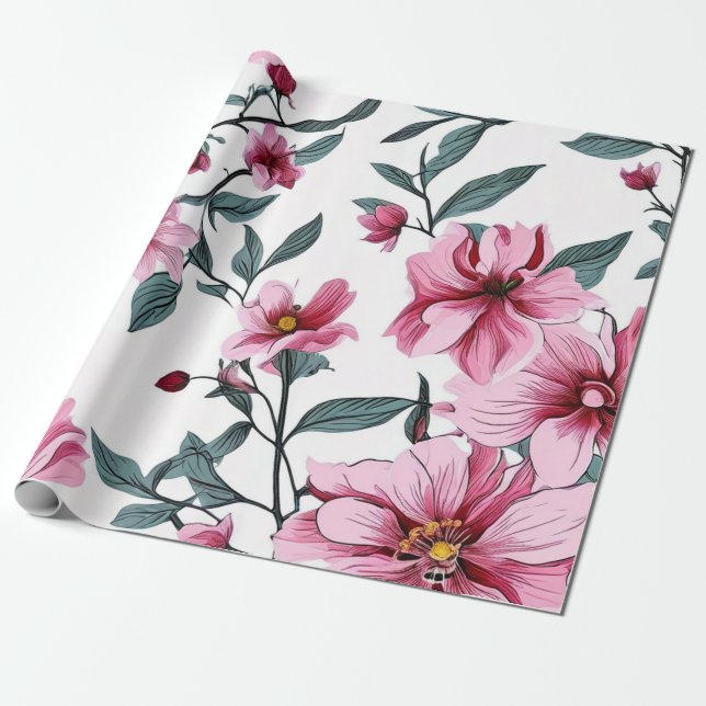 Papel De Regalo Acuarela de Pastel Blooms (Desenrollado)