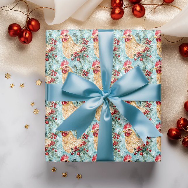 Papel De Regalo Acuarela de pollo navidad (Subido por el creador)