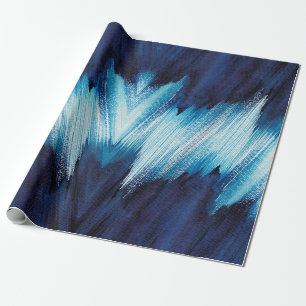Papel De Regalo acuarela de trazo azul abstracto, pintura de alto 