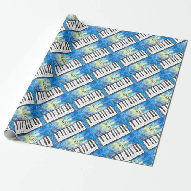 Papel De Regalo Acuarela del piano (Desenrollado)