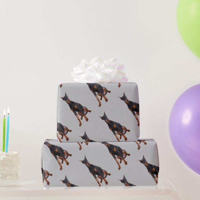 Papel De Regalo Acuarela Doberman Pinscher Dog Mascota Animal (Regalos de fiesta)