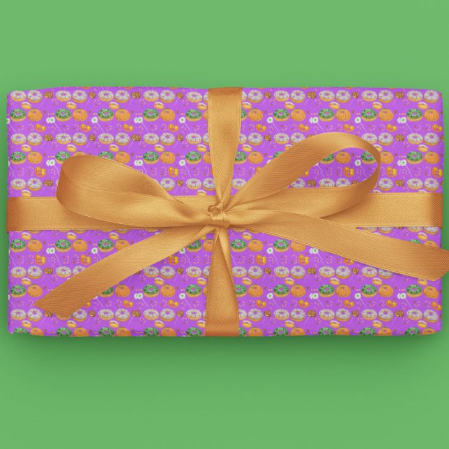 Papel De Regalo Acuarela Donut-licious Happy Halloween Candy (Great wrapping paper for Halloween fun or birthday!)