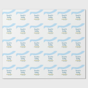 Papel De Regalo Acuarela dorada azul burbujeante y nupcial brunch 