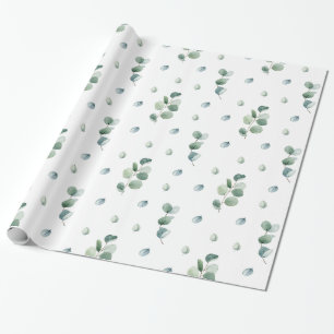 Papel De Regalo Acuarela Elegante vegetación Hojas de Eucalipto