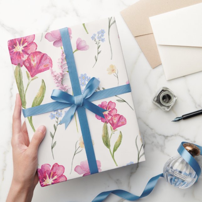 Papel De Regalo Acuarela Flor Silvestre  (Regalar)