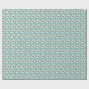 Papel De Regalo Acuarela Floral Daisy Huevo de Pato Azul Boho