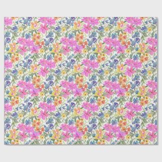 Papel De Regalo Acuarela Floral de Flores Silvestres - Rosa Púrpur