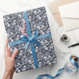 Papel De Regalo Acuarela floral gris