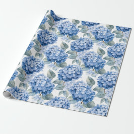 Papel De Regalo acuarela floral - Hydrangeas azules