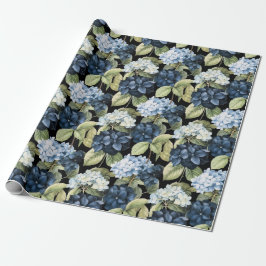 Papel De Regalo acuarela floral - Hydrangeas azules
