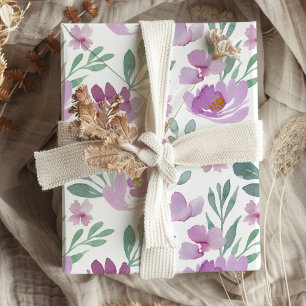 Papel De Regalo acuarela floral patrón rosa y púrpura