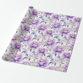 Papel De Regalo acuarela floral - peonías púrpura lavender