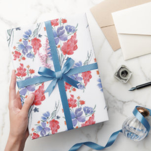 Papel De Regalo Acuarela, flores.