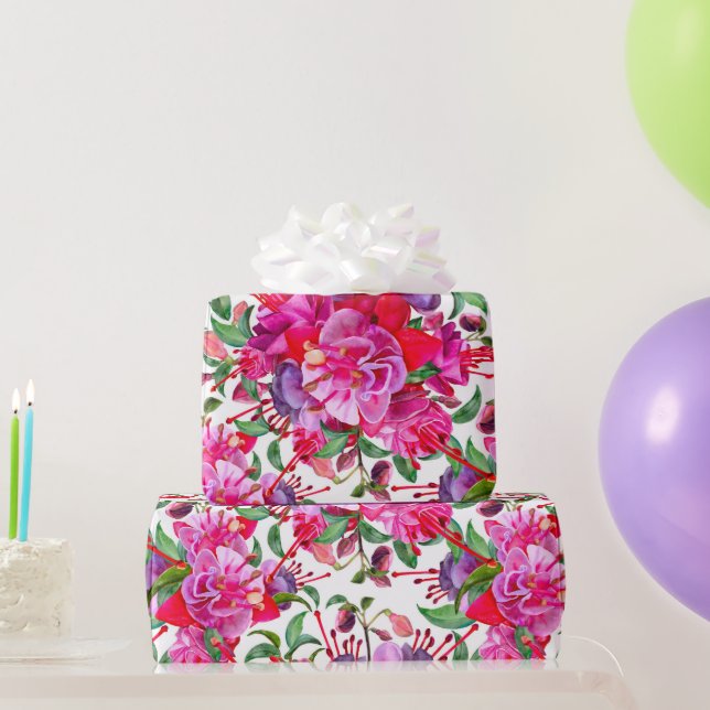 Papel De Regalo Acuarela Fuchsia Blooms (Regalos de fiesta)