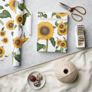 Papel De Regalo Acuarela girasoles vegetación vegetal