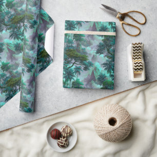 Papel De Regalo Acuarela hawaiana vintage de palmeras brumosas en
