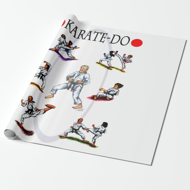 Papel De Regalo acuarela ilustracion la diversidad de karate do (Desenrollado)