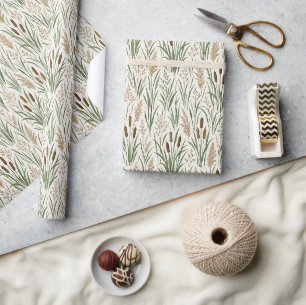 Papel De Regalo Acuarela Juncos Botánicos Patrón