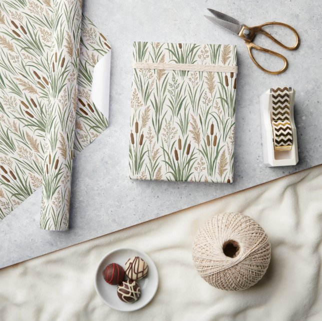 Papel De Regalo Acuarela Juncos Botánicos Patrón (Artesanía)