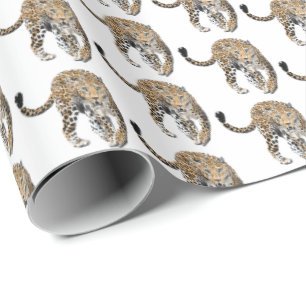 Papel De Regalo acuarela leopardo gato de la selva animal pintado