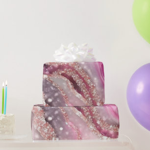 Papel De Regalo Acuarela Lila Rosa Brillo Ágata Tinta Alcohólica