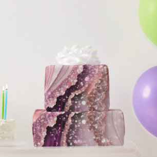 Papel De Regalo Acuarela Lila Rosa Brillo Agata Tinta Alcohólica