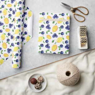 Papel De Regalo Acuarela Limón y Arándanos
