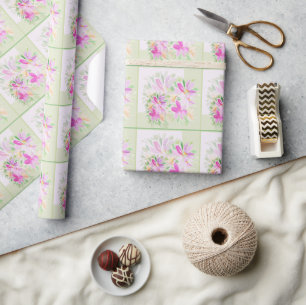 Papel De Regalo Acuarela moderna boho floral lila elegante
