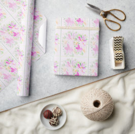 Papel De Regalo Acuarela moderna boho floral violeta elegante