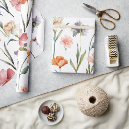 Papel De Regalo Acuarela moderna Flor silvestre Floral botánica